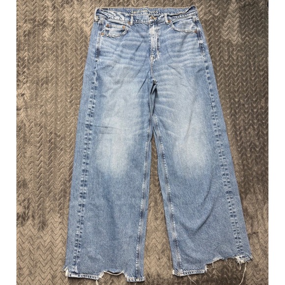 American Eagle Outfitters Denim - American Eagle Baggy Wide Leg Blue Jeans Size 12 Super High Rise (2106)